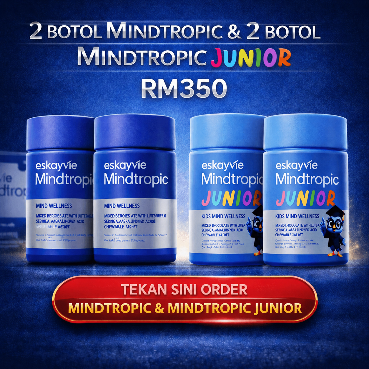 2 botol Mindtropic dan 2 botol Mindtropic Junior