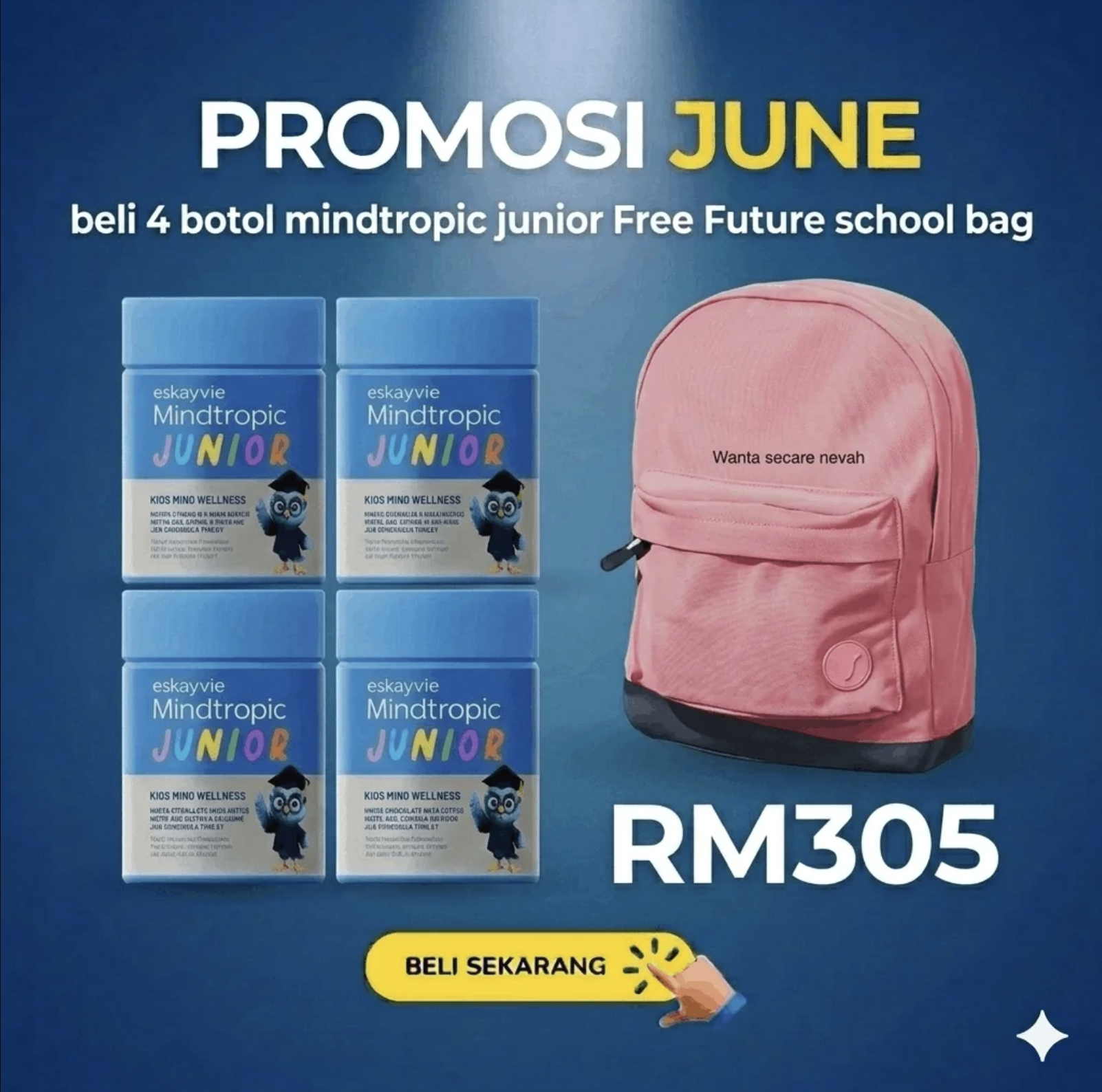 Promo June Mindtropic Junior 4 botol percuma beg sekolah