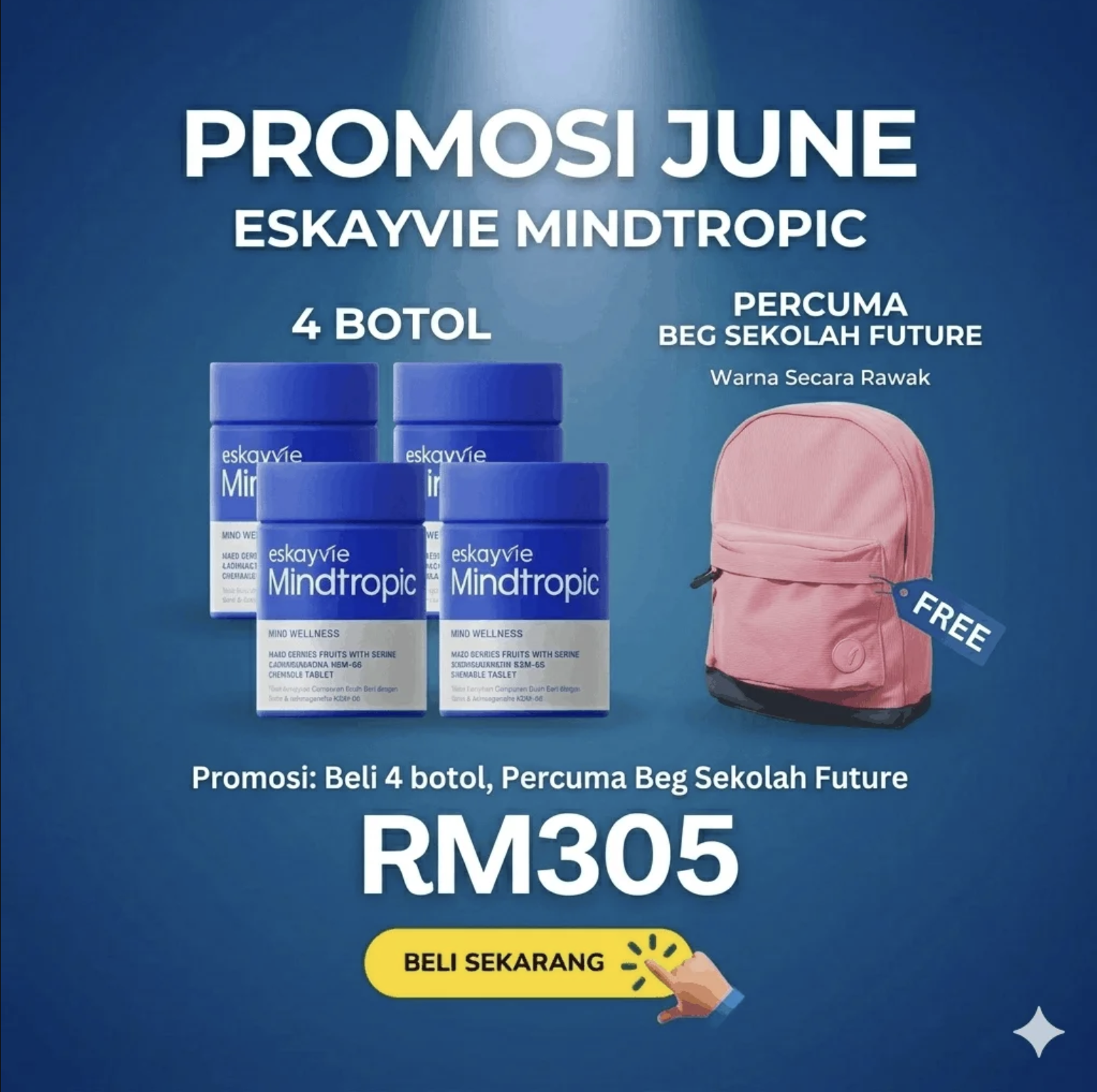 Promo June Mindtropic 4 botol percuma beg sekolah